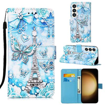 Чехол-книжка из искусственной кожи с бриллиантовой бабочкой Paris Tower для iPhone Samsung Huawei Honor Xiaomi Redmi Oppo vivo Google TCL Infinix...