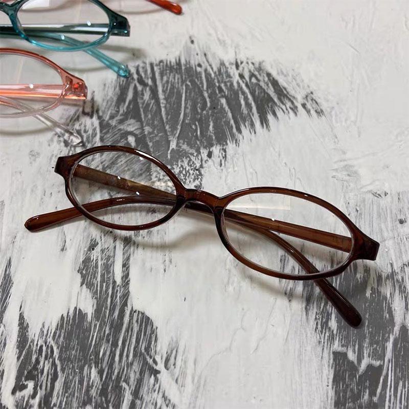 Retro Blue Green Oval Small Frame Glasses Frame Women'S Anti Blue Light Glasses New Fashion Style Eyeglasses Frame