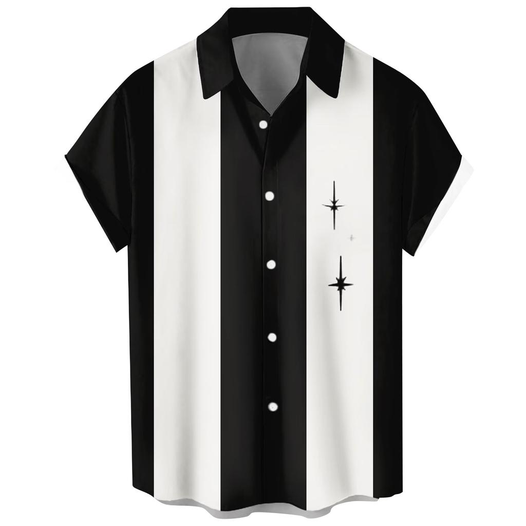 Гавайская рубашка для мужчин, мужские винтажные рубашки для боулинга на пуговицах, летняя пляжная рубашка с коротким рукавом