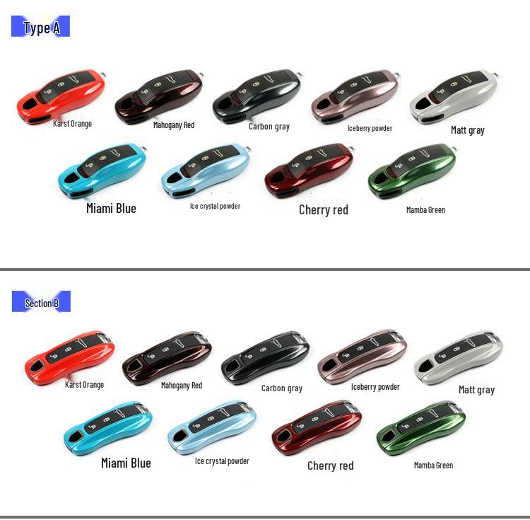 Fits Porsche Key Shell: New Cayenne, Macan, Panamera, 718, Taycan - Ice Raspberry Pink Matte Gray Solid Color