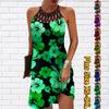 Летнее модное сексуальное платье без рукавов, мягкое повседневное платье с 3D зелеными цветами и принтом, платье на бретельках без рукавов, летнее платье на подтяжках