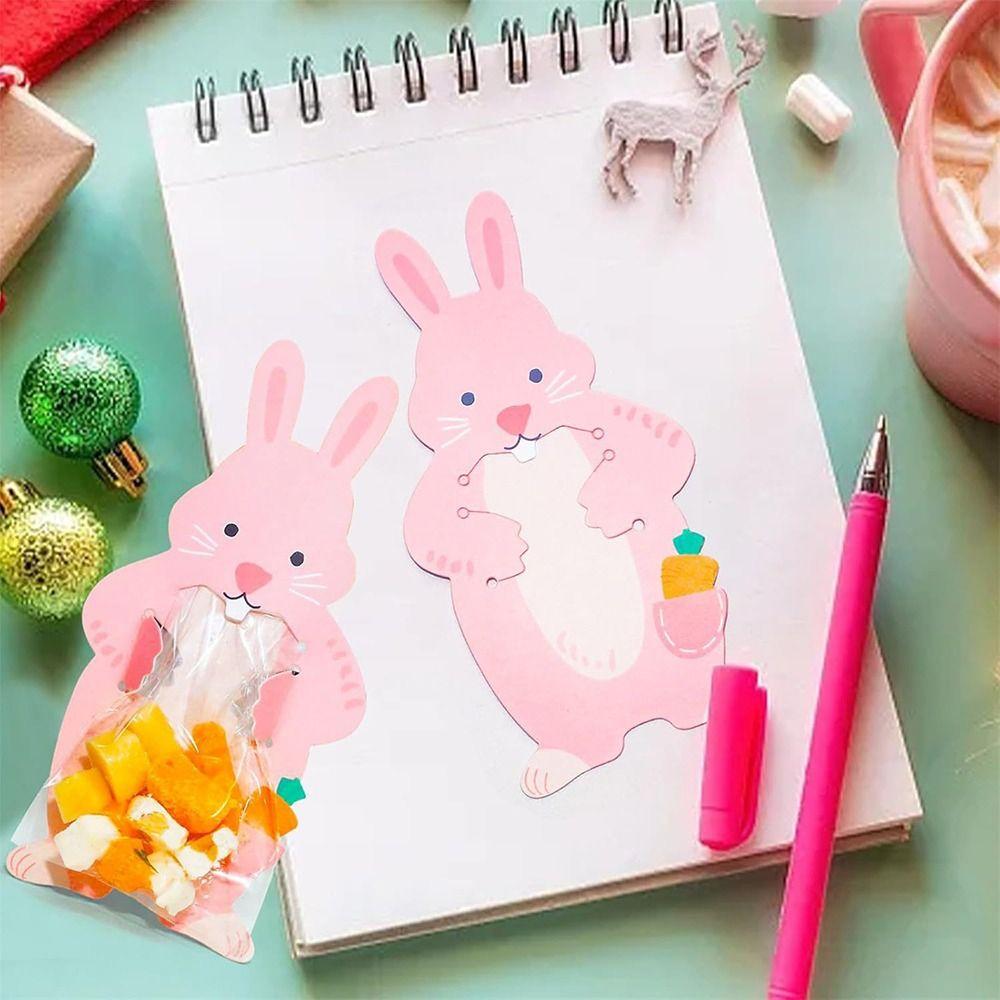 20 шт. Самоклеящиеся целлофановые пакеты на Пасху для конфет, печенья, розовый кролик, поздравительные открытки, прозрачные полиэтиленовые подарочные пакеты, сувениры для вечеринки