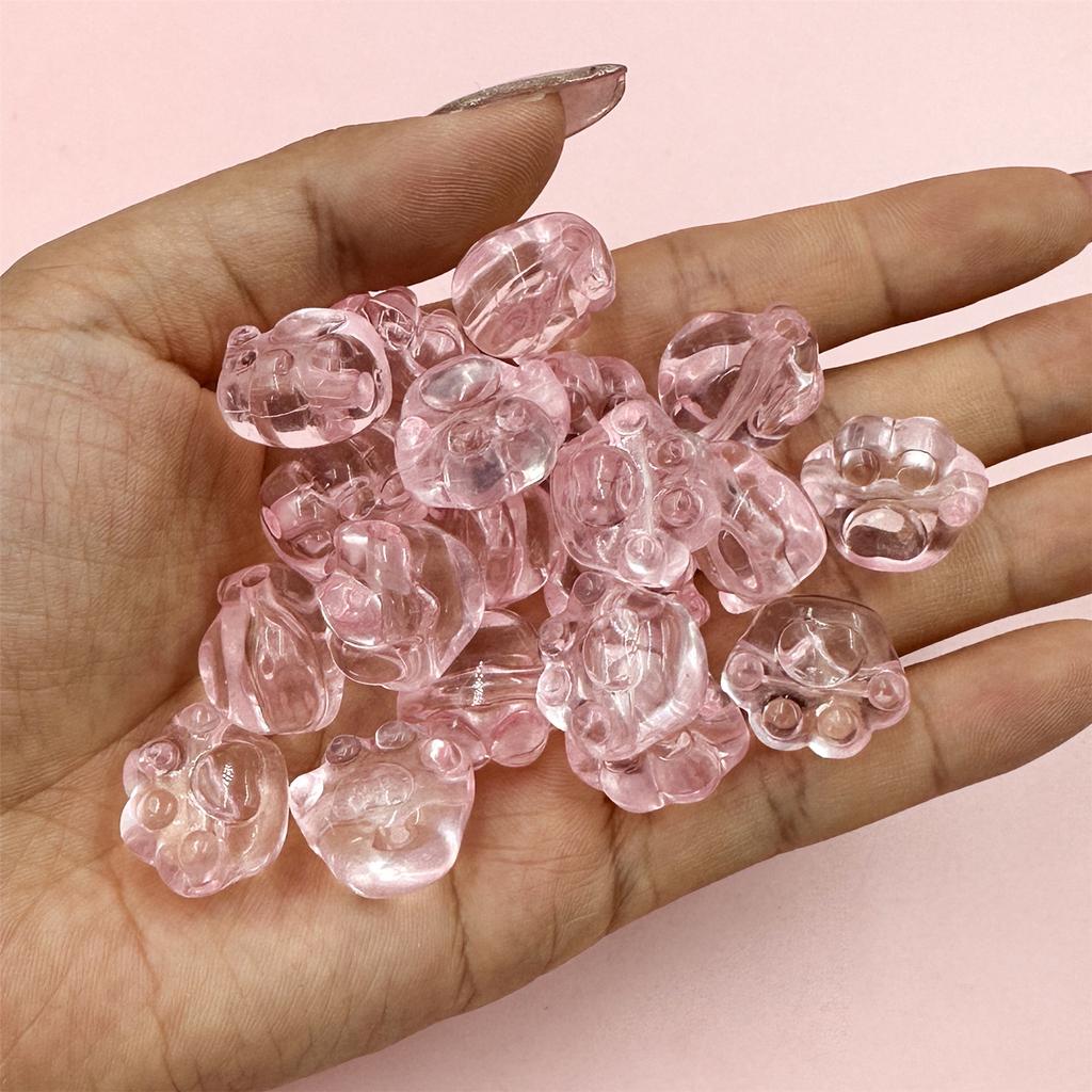 Home Party Supplies Jewelry Crystal Bear Paw Straight Gole Cartoon 30PCS/Bag Beaded Children's Bracelet DIY Transparent Pendant 18 * 17mm