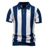 Summer New Lapel Short-Sleeved Woolen Polo Shirt Cross-Border Foreign Trade Men'S Striped Polo Men'S Short-Sleeved Top