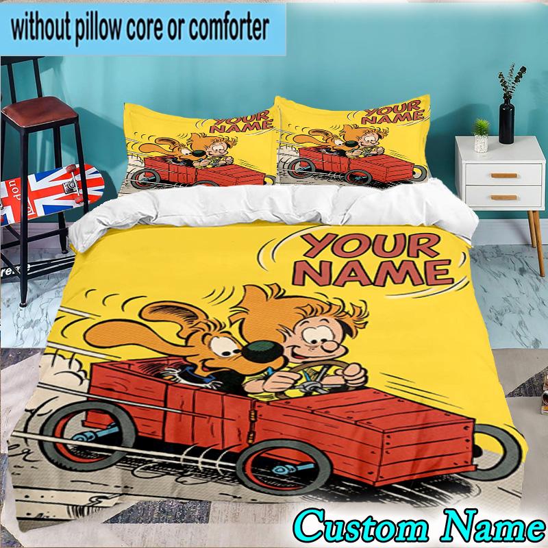 Custom Name 3PCS Dog Boule Bedding Set,Including Duvet Cover And 2pcs Pillowcases Perfect for Bedroom,Dormitory,Fan Christmas gift