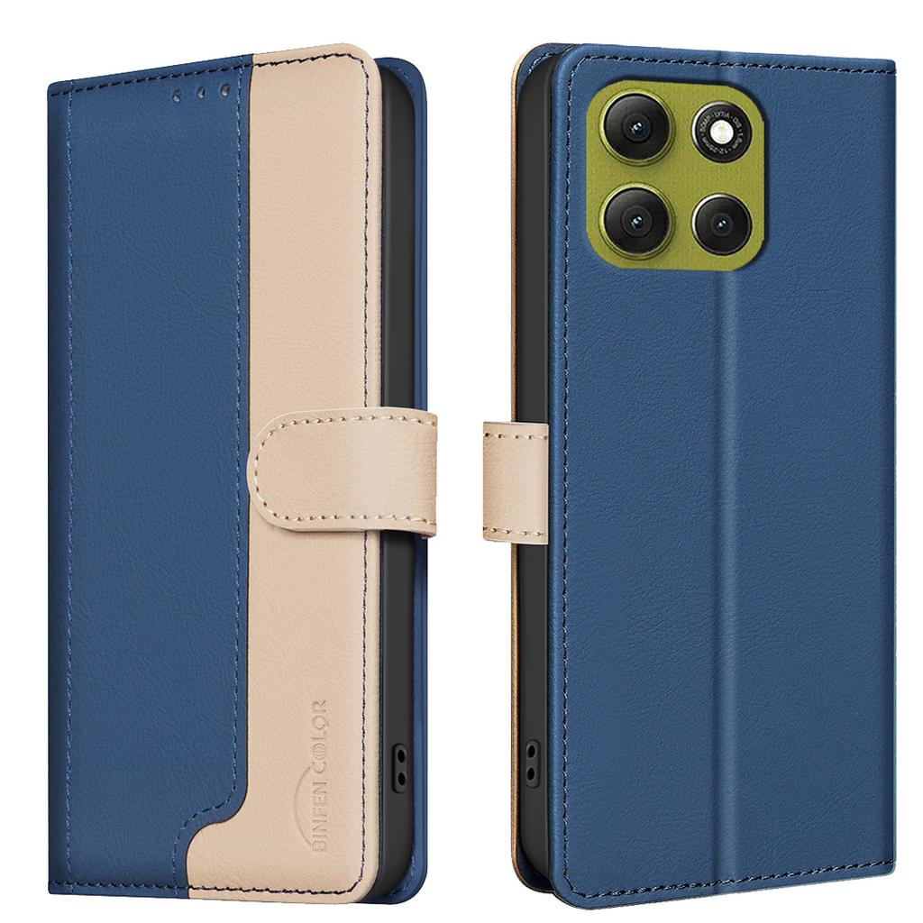 For Motorola Moto G86 5G Leather Case BINFEN COLOR Splicing Color RFID Blocking Wallet Stand Phone Cover