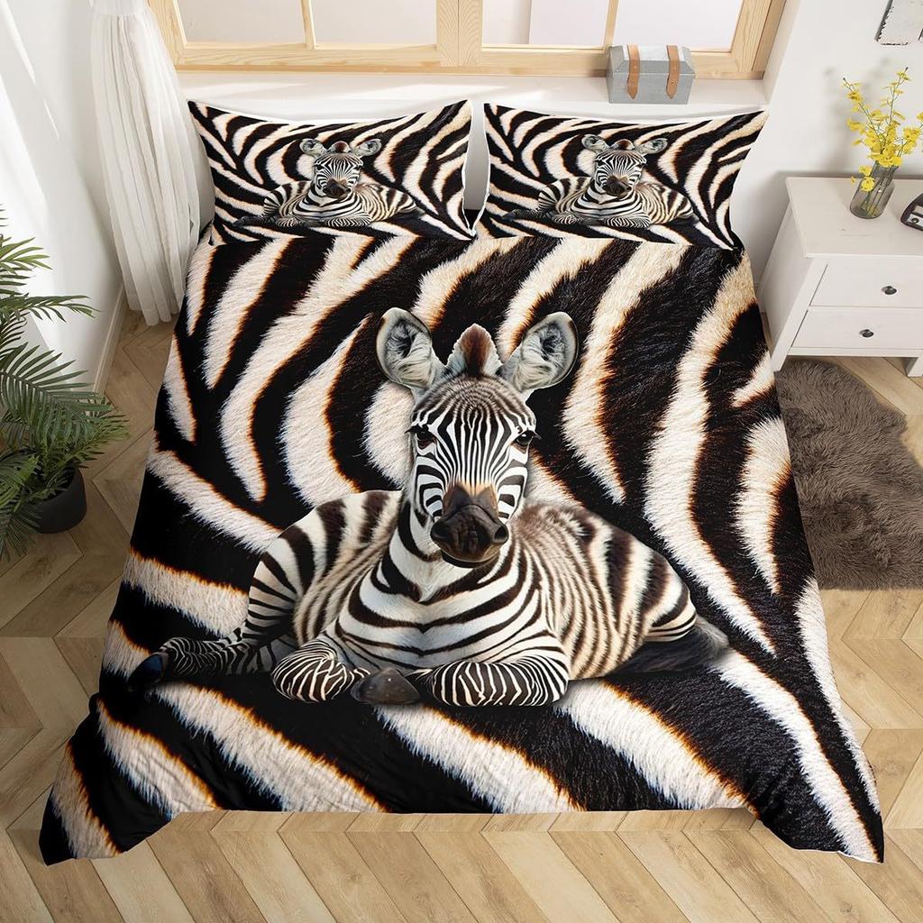 Комплект постельного белья с цифровой печатью 3D Zebra, комплект из трех предметов