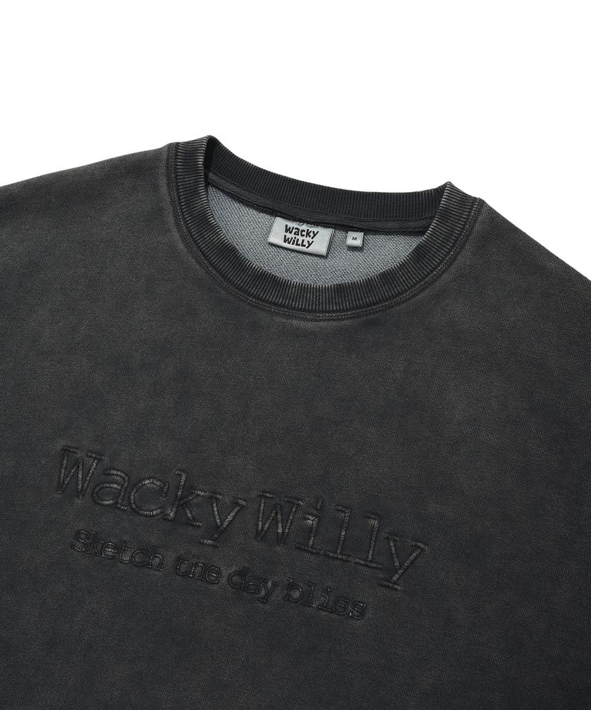 WACKY WILLY Typographic One-Point Washed Sweatshirt Charcoal