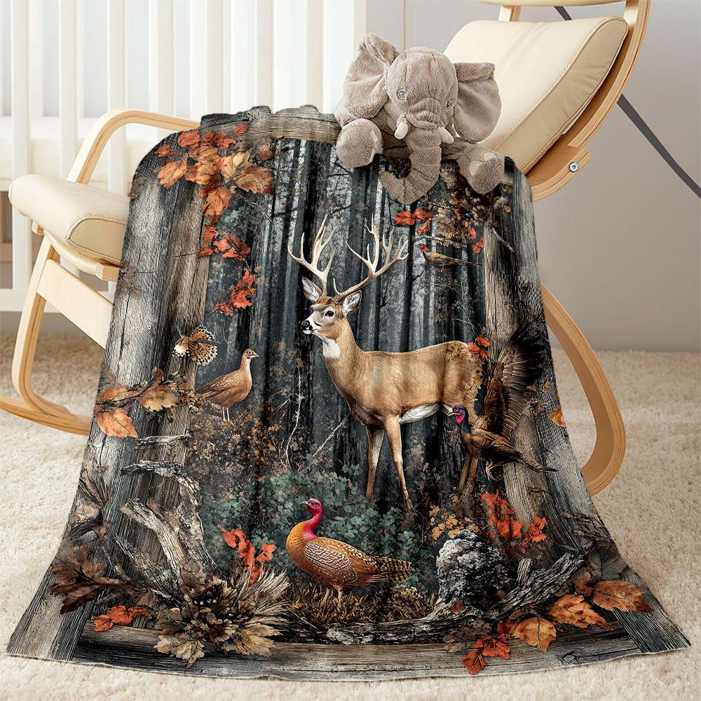 Deer Blanket Soft & Cozy Suitable for Seaside Bed Sofa Four Seasons Multipurpose Warmthful Decor Unique Gift for Family and Friends Camping