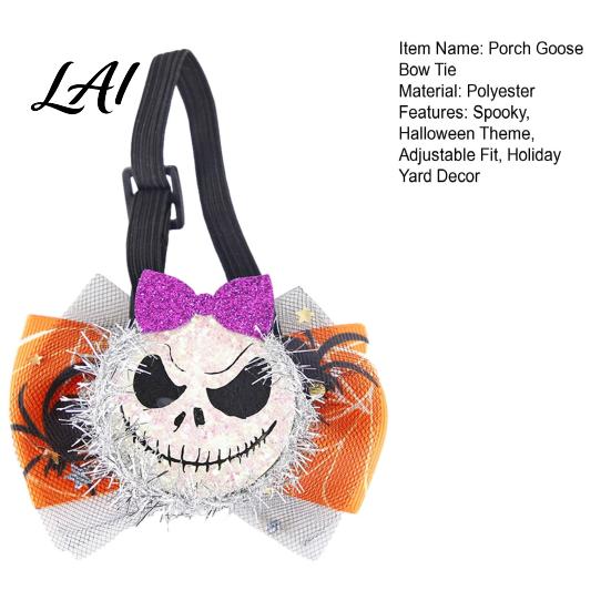 Versatile Outdoor Goose Costume Halloween Bow Tie Porch Statue Accessories Spooky Skull Ghost Gift for Owners Tie Lawn Statue Holiday Yard