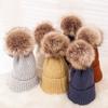Winter Adult Mohair Hidden Button Fur Ball Knitted Hat Korean Style Solid Color Women's Warm Woolen Hat