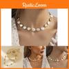 Fashionable Geometric Design Gold Color Chain Necklace With Imitation Pearls