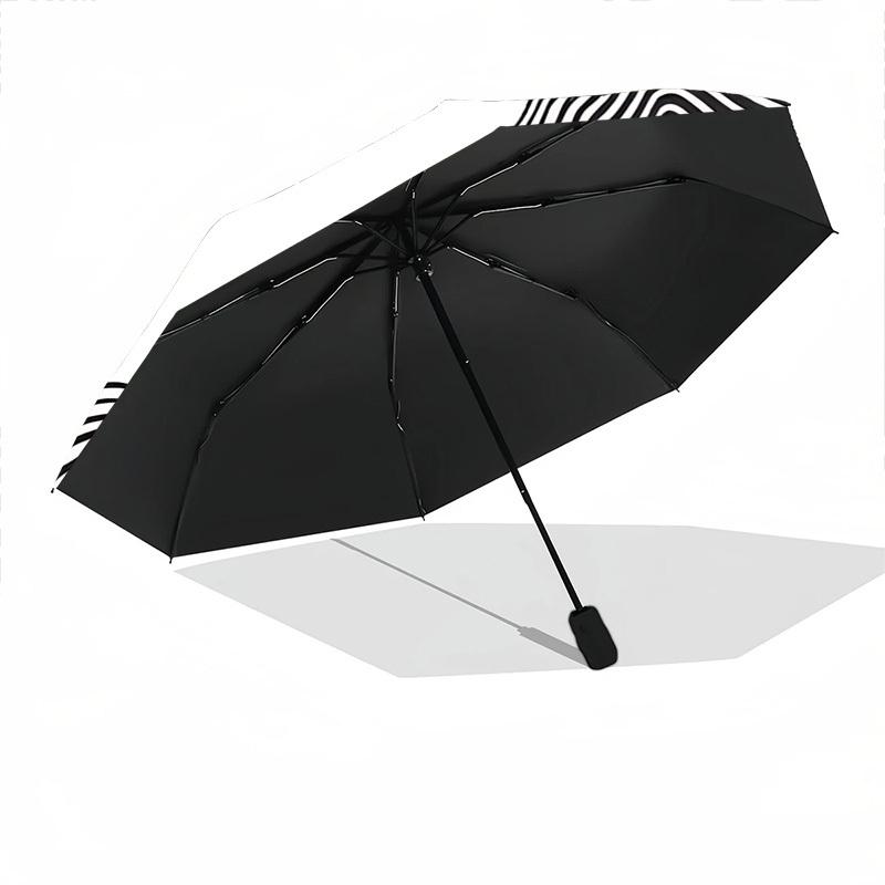 1pc Abstract Patterns Automatic Folding Umbrella with 8-Rib Windproof Design, Portable Foldable Sunshade Umbrella For Halloween 052