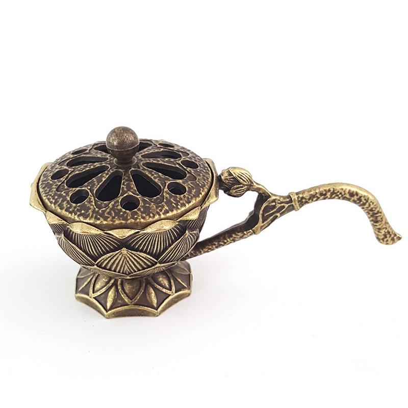 Ручная курильница для благовоний Lotus Creative Temple Brass Буддизм Будда Держатель Ретро Медь Сандаловое Дерево Курильница Ремесла Украшения Дома