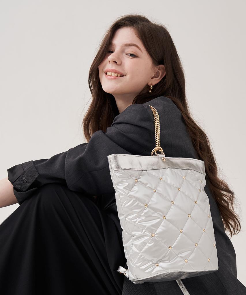 Jina In Ny 3-Way Use Elizabeth Mini Backpack [Silver Combo]