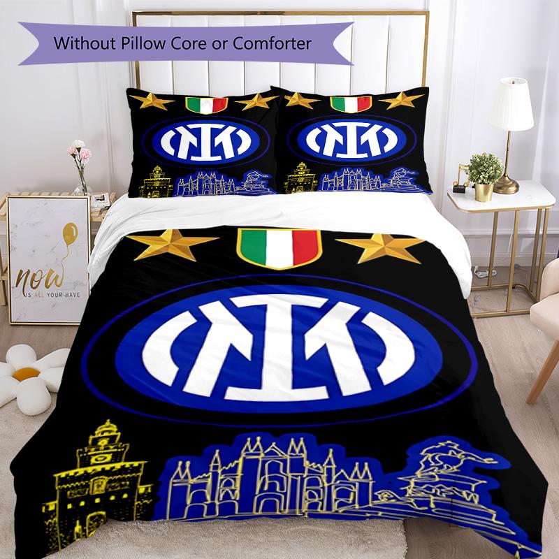 F.C. Internazionale Milano Printed Pattern Duvet Cover Set – includes 1 duvet cover and 2 matching pillowcases Bedroom decor Christmas gifts