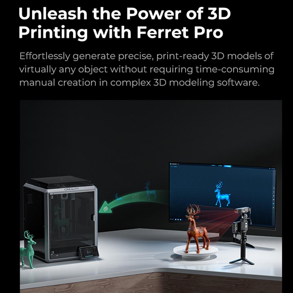 Портативный и ручной 3D-сканер Creality CR-Scan Ferret Pro, скорость сканирования 30 кадров в секунду, точность 0,1 мм.
