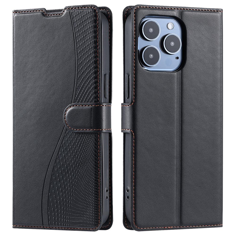 Чехол для iPhone 16 Pro Max с точечным тиснением, откидная крышка из ПУ кожи с отделением для карт, ремешок