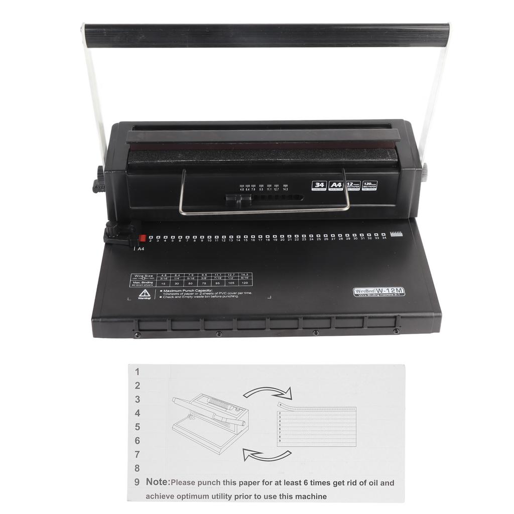 Переплетная машина спиральная проволочная переплетная машина 34 квадратных отверстия перфорация 12 листов 80 г переплет 120 листов для