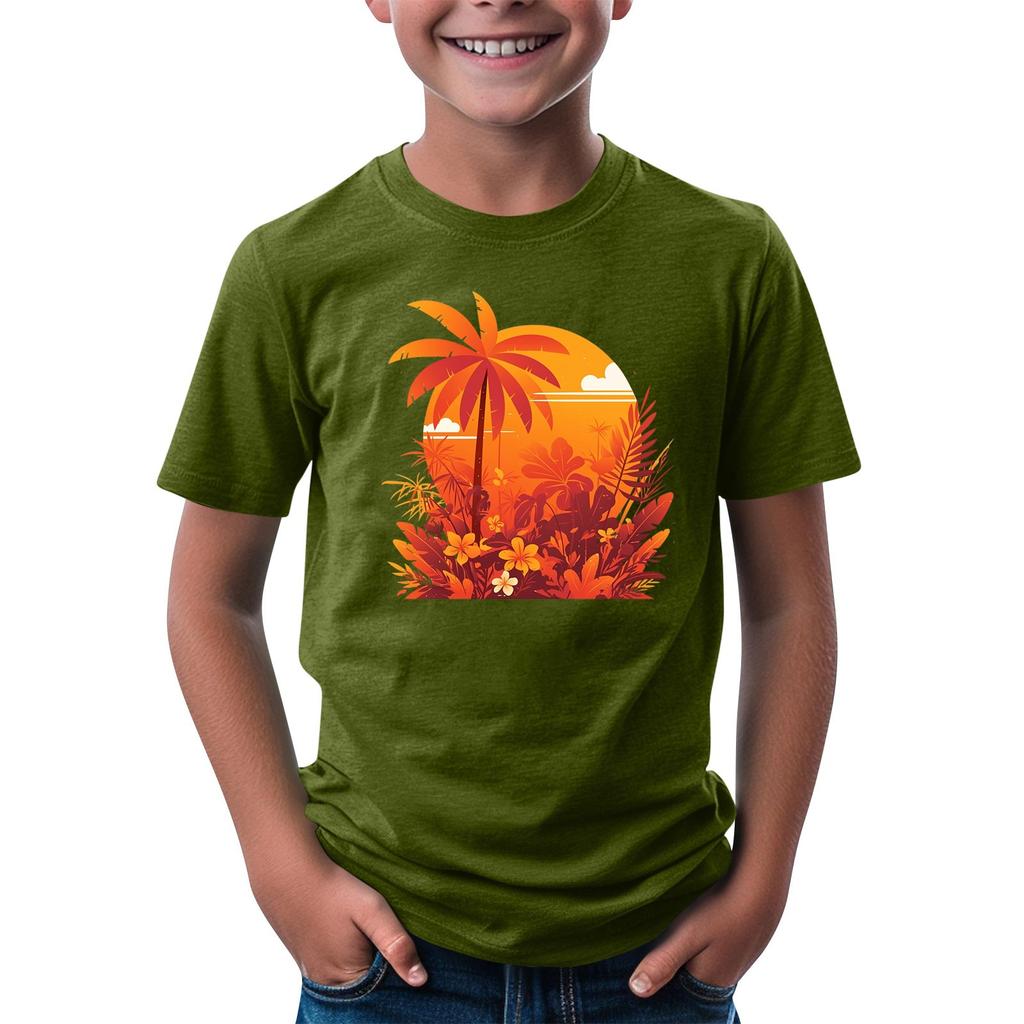 Детская модная повседневная футболка с круглым вырезом и короткими рукавами