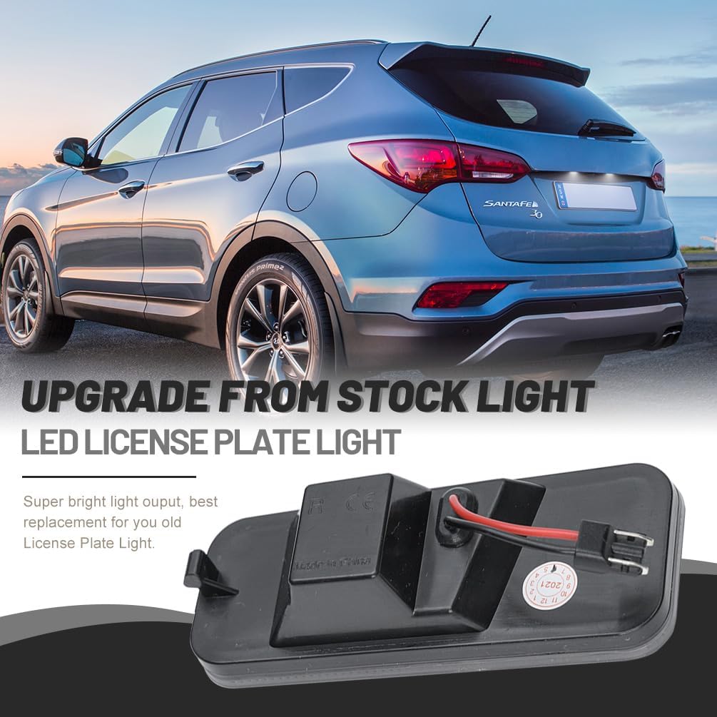 NJSBYL Xenon White LED License Plate Lights For 2013-up Kia Rondo Telluride and Hyundai Azera Santa Fe Rear Number Licence Plate LED Tag Lamps
