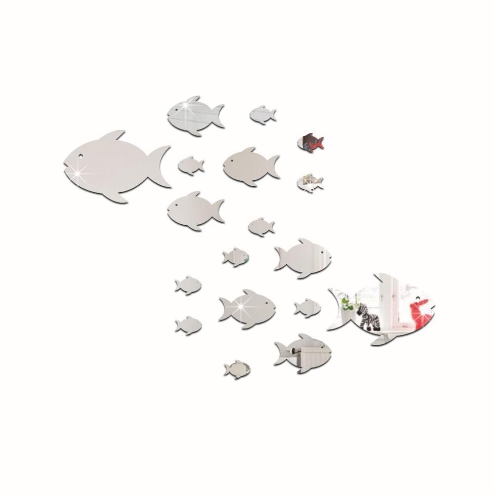 Рыбка-пузырь Океан Наклейка на стену Зеркало акриловое 3D Настенное искусство для детской комнаты и детского сада Самоклеящийся Съемный Декор