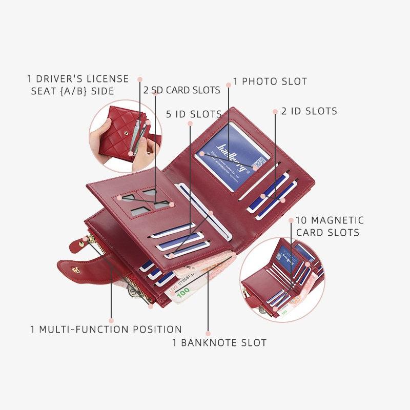 Baellerry Women Fashion Short Wallets PU Leather Coin Purse Zipper Purses Card Holder Wallet