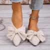 Large Size Bag Head Half Tray Women's Spring and Summer New Pointed Head Low Heel Slippers Bow Suede Thick Heel Women's Shoes