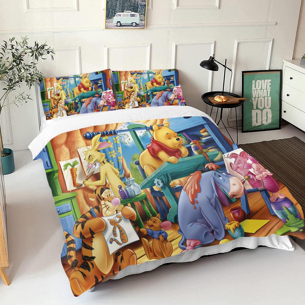 Comforter Winnie The Pooh Bear Bedding Set Queen With 3D Children'S Bedding Set Universal Suitable For Children