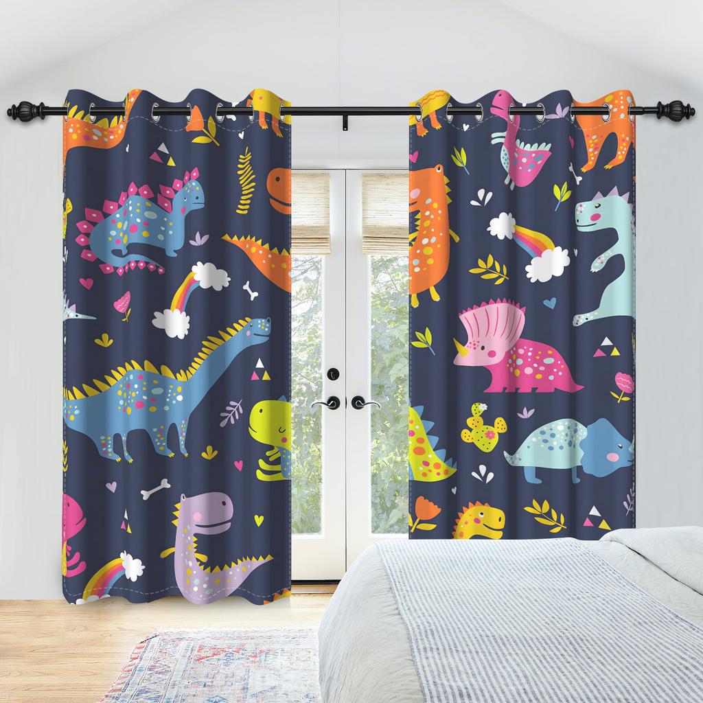 2 шт./компл. Детские шторы с динозаврами, красочный принт, дизайн джунглей, забавные светонепроницаемые шторы, декор для спальни мальчика/девочки