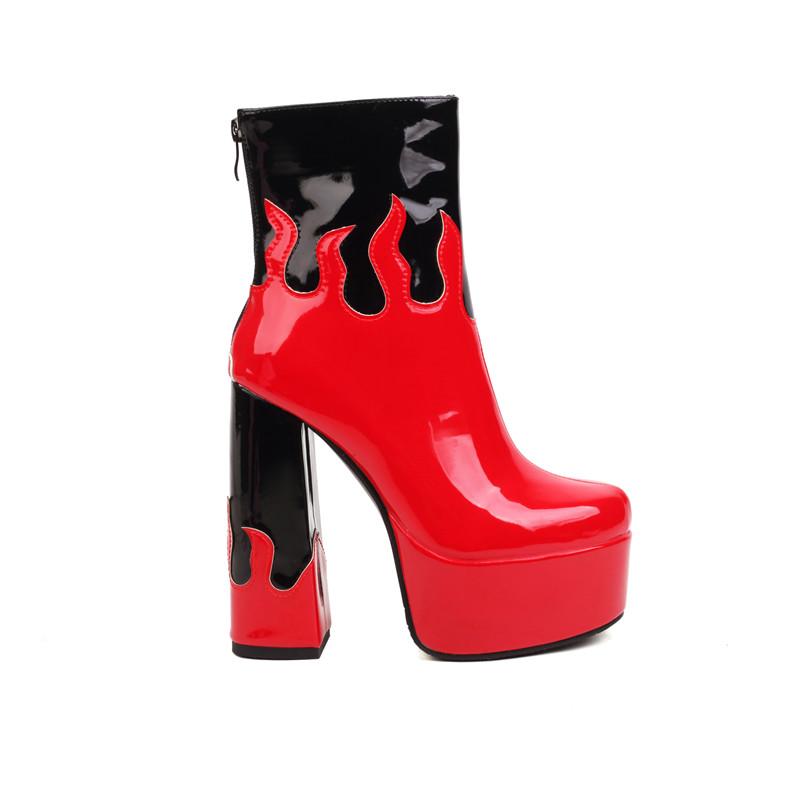 Женские короткие сапоги на высоком каблуке, осень и зима, новые сексуальные водонепроницаемые сапоги на толстом каблуке, подходящие по цвету, короткие сапоги большого размера