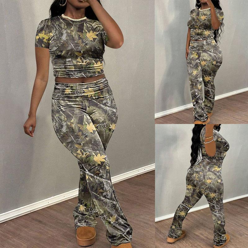 Женские брючные костюмы, узкие футболки с коротким рукавом и брюки