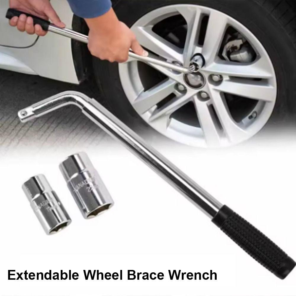 L Shaped Telescoping Lug Wrench Set With Double Ended Sockets Nut Car Tire Wrench Hand Tool