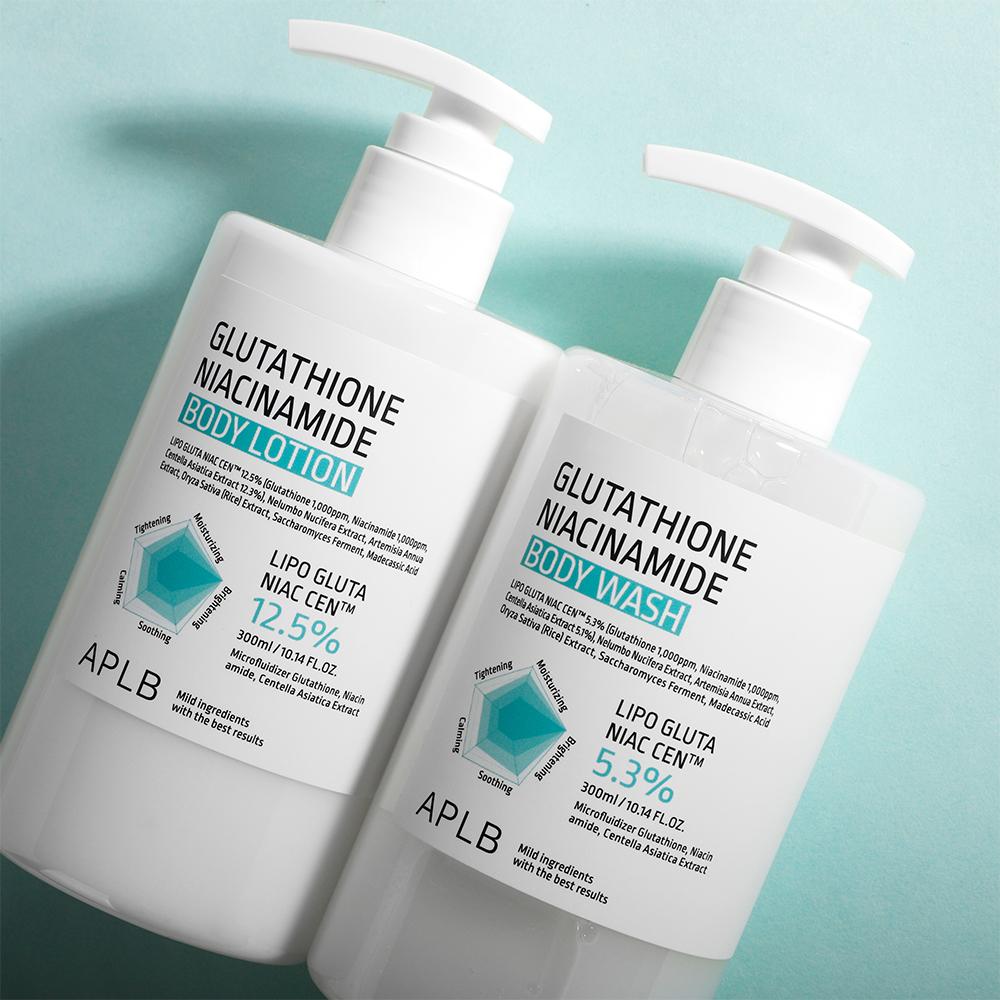 APLB Набор для ухода за телом с глутатионом и ниацинамидом: Гель для тела + лосьон для тела в сочетании с комплексом Centella 3X