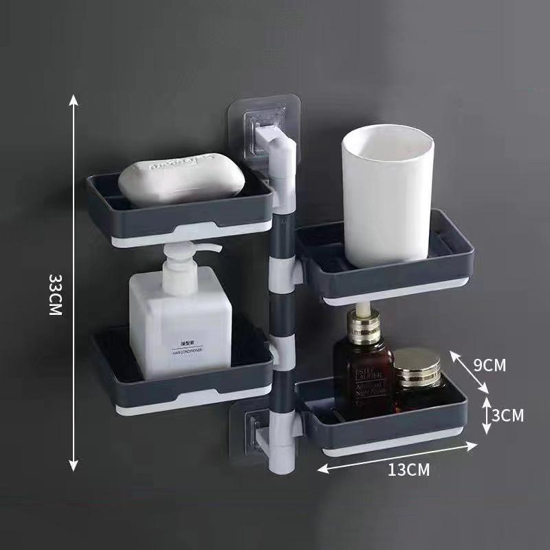 Rotary Soap Box Perforation Free Wall Mounted Drain Storage Rack Multifunction Dry Wet Separation Bathroom Organizer For Home