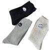 Women's Cute Japanese-Style Cartoon Embroidery Slub Yarn Mid-Calf Socks - Pure Cotton, Solid Color, Spring/Autumn