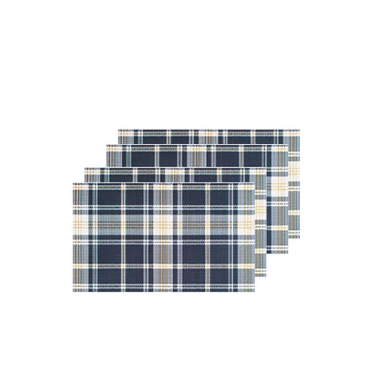 4pcs/set Plaid Placemats Set 45x30cm PVC Non-Slip Heat Insulating Table Mats Rectangular Table Mats Coasters Desktop Decoration