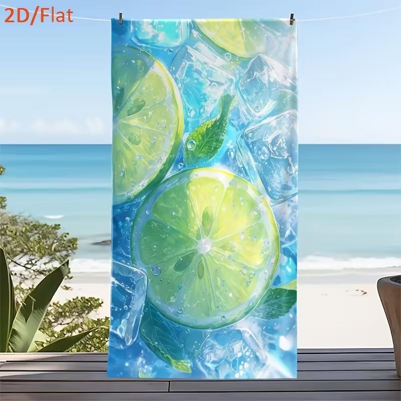 Summer Beach Towel Lemon Print Quick-Drying Bath Towel Outdoor Summer Swimming Bath Towel Sports Towel