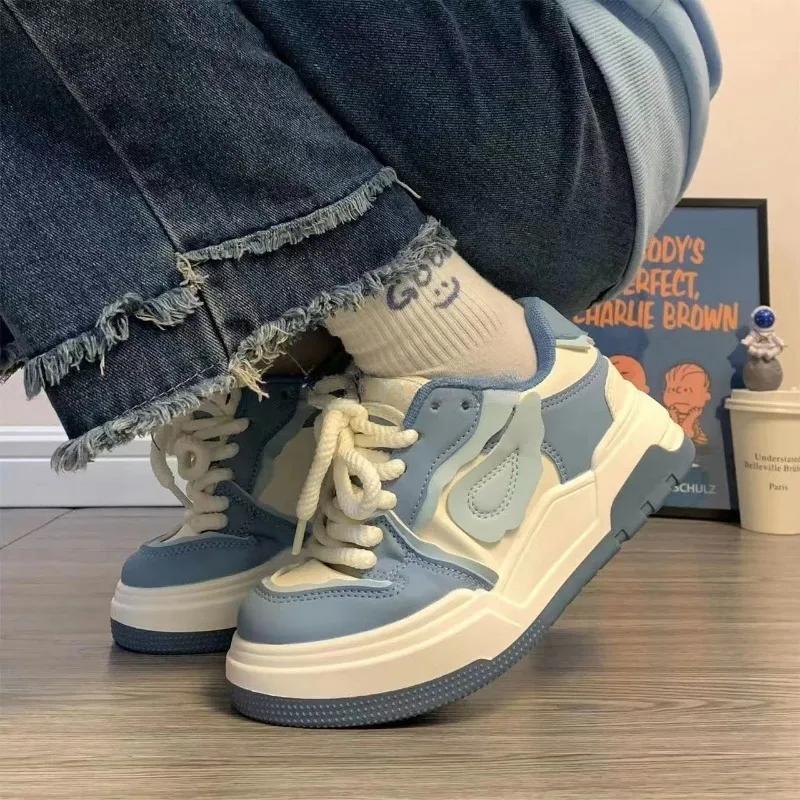 Women Blue Sneakers Fashion Platform Vulcanized Shoes Brand Designer Girls Street Skateboard Shoes Casual Tennis Sports Shoes