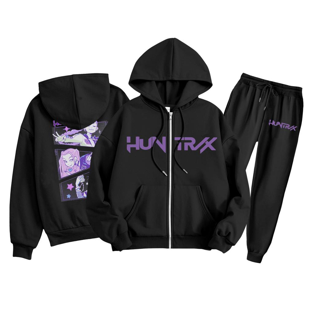 Детская мода Толстовка с капюшоном на молнии с длинными рукавами и спортивные штаны Однотонный комплект толстовки с карманами