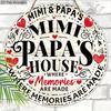Rustic Wooden Sign with Mimi Papa's House - Memories Round Ornament for Wall, Living Room Hanging Decor - Ideal Home Hanging Ornament