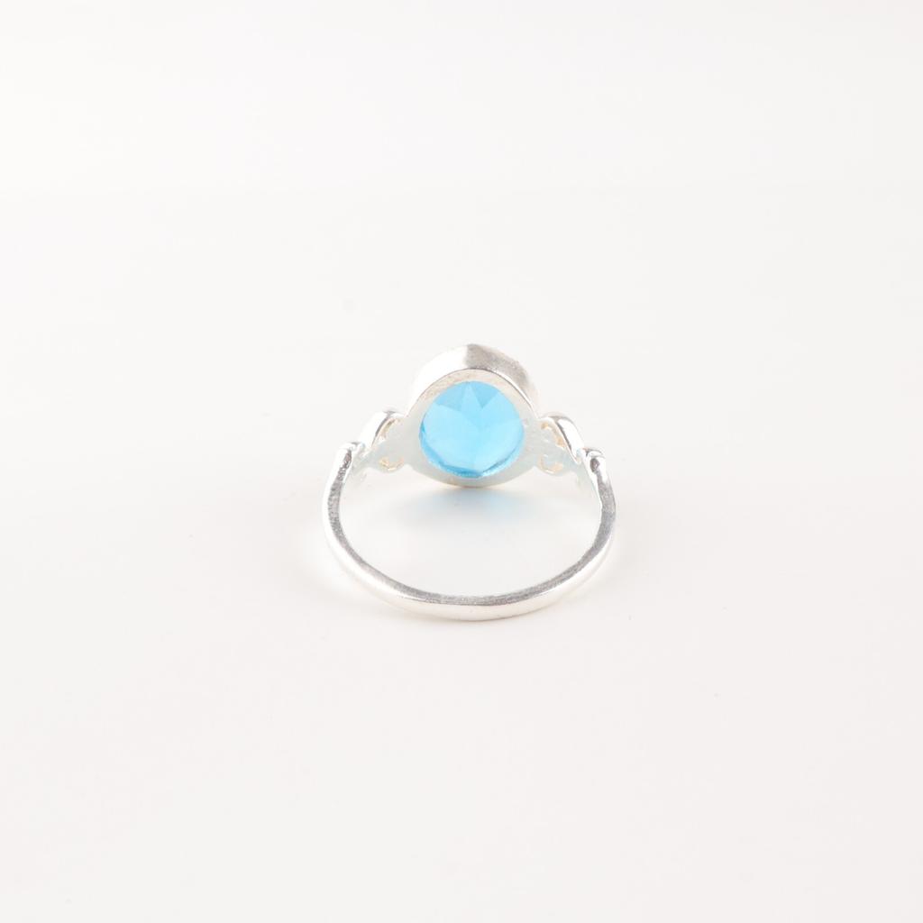 Swiss Blue Topaz Gemstone 925Sterling Silver Jewelry Handmade Ring Birthday Gift RR-66-18