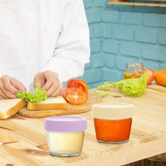 6 шт. стеклянных контейнеров для хранения продуктов с крышками 120 мл, герметичные, без BPA, многоразовые мерные линии