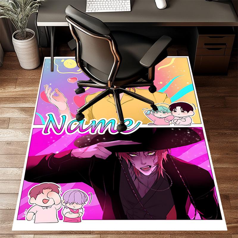 Custom KPop Demon Hunters Mat Personalized Name, Polyester Washable Indoor Entryway Rug, Gift for Christmas, Easter, Thanksgiving Day