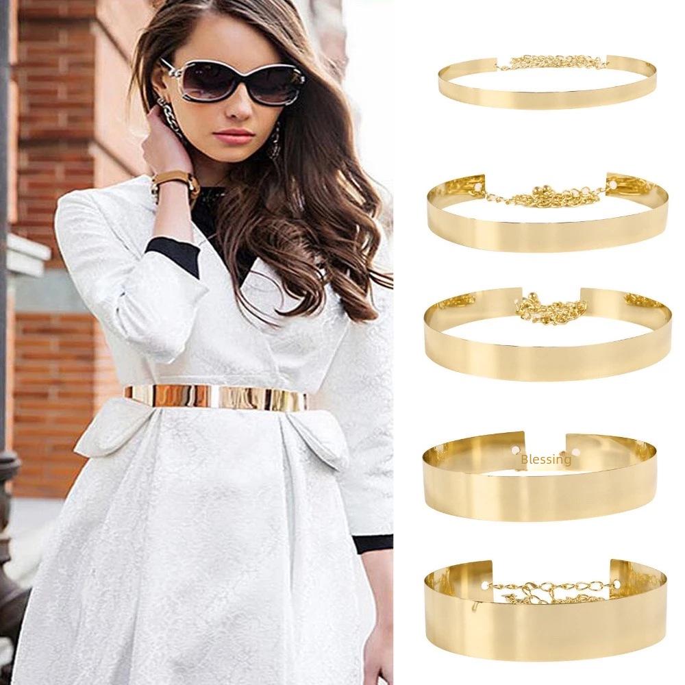 European & American Fashion Mirror Waist Chain - Metal Iron Belt & Decorative Skirt Seal, Available In 2.0cm and 3.5cm Widths