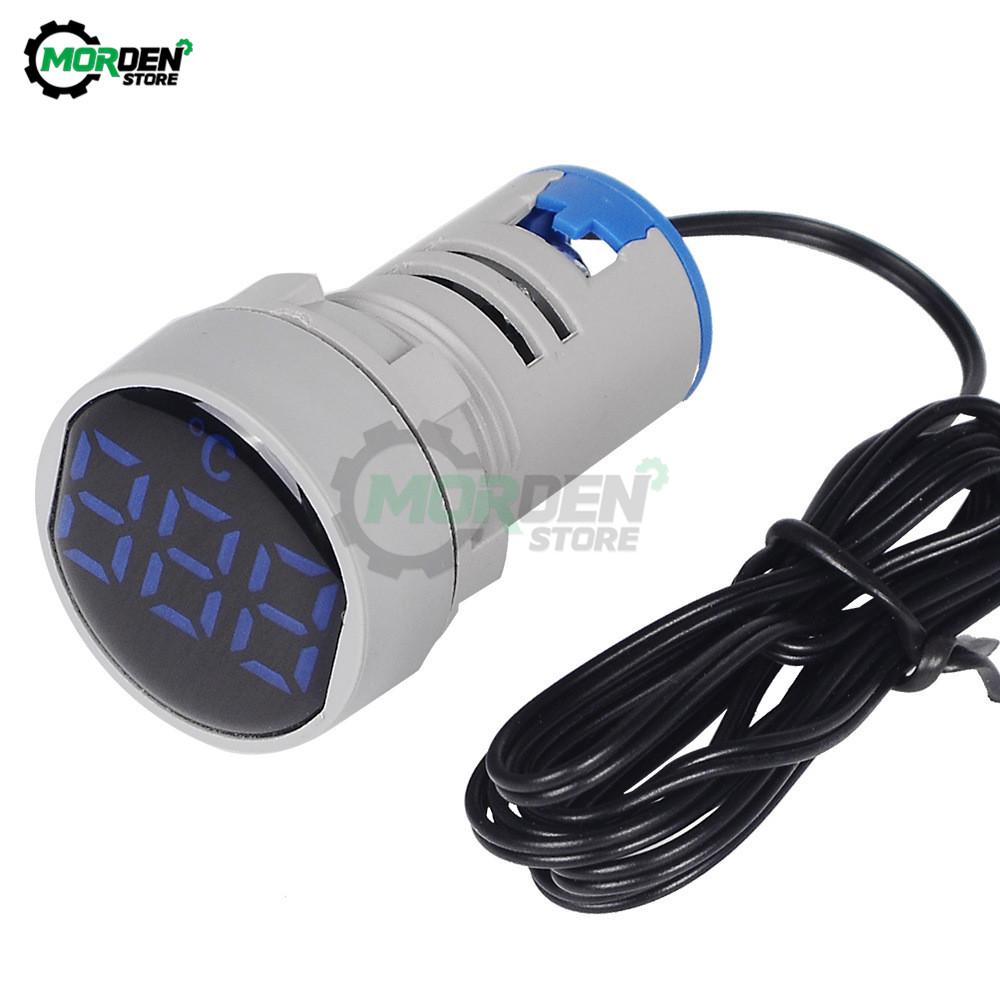 11mm Mini LED Digital Thermometer 11-119 Celsius 11-181V AC Round Small Display Indicator Pilot Light Temperature Meter Dropship