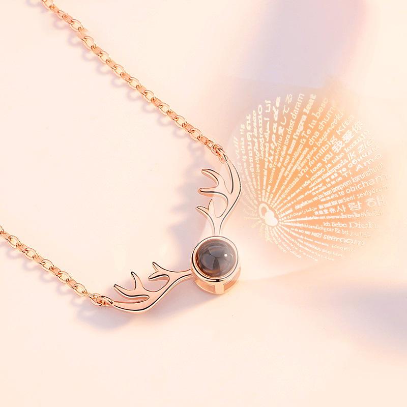 Ожерелье 'Я люблю тебя' с оленьими рогами - Цепочка на ключицу из стерлингового серебра 925 пробы, Японская и корейская мода, Стиль TikTok, Рождественский подарок