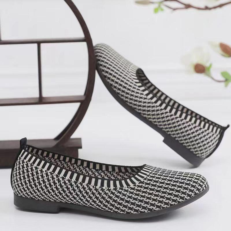Женские одинарные туфли лето новые летящие тканые с мелким вырезом, на одной педали, повседневные ленивые туфли, плоские женские туфли, обувь для мамы