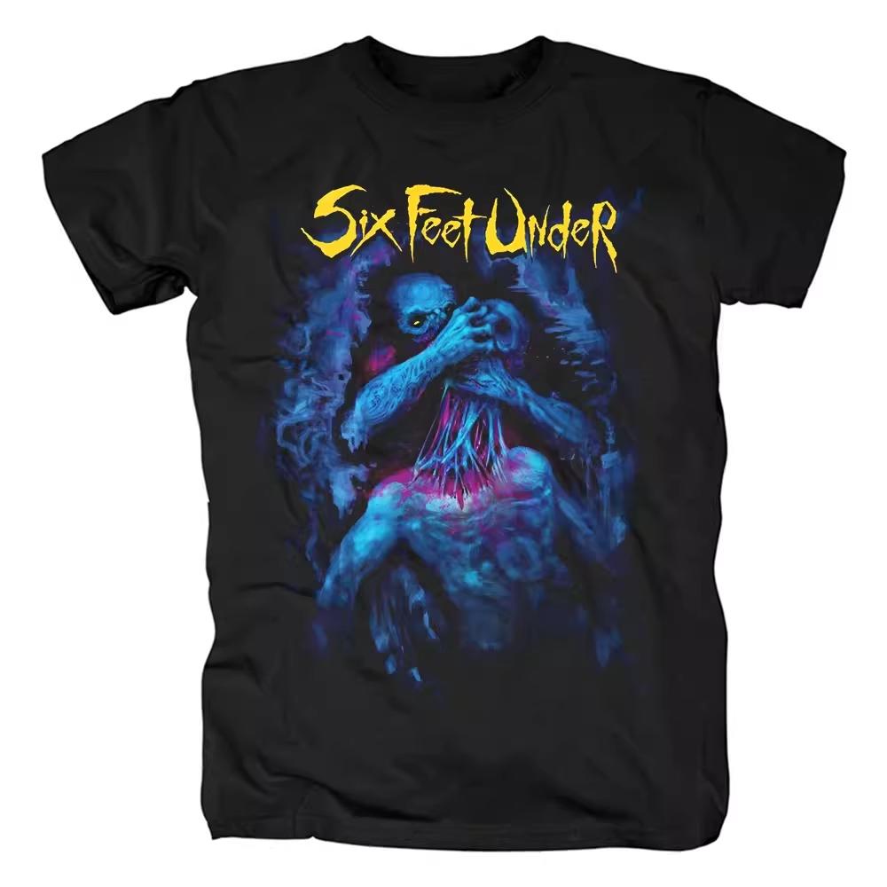 Six Feet Under Шесть футов смерти Одежда для фестиваля хэви-метал Мужская и женская хлопковая футболка с коротким рукавом и принтом черепа