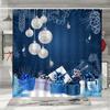 Christmas Shower Curtain, Winter Colourful Christmas Balls Pine Needle Gifts Merry Christmas Wreath Polyester Bathroom Decor